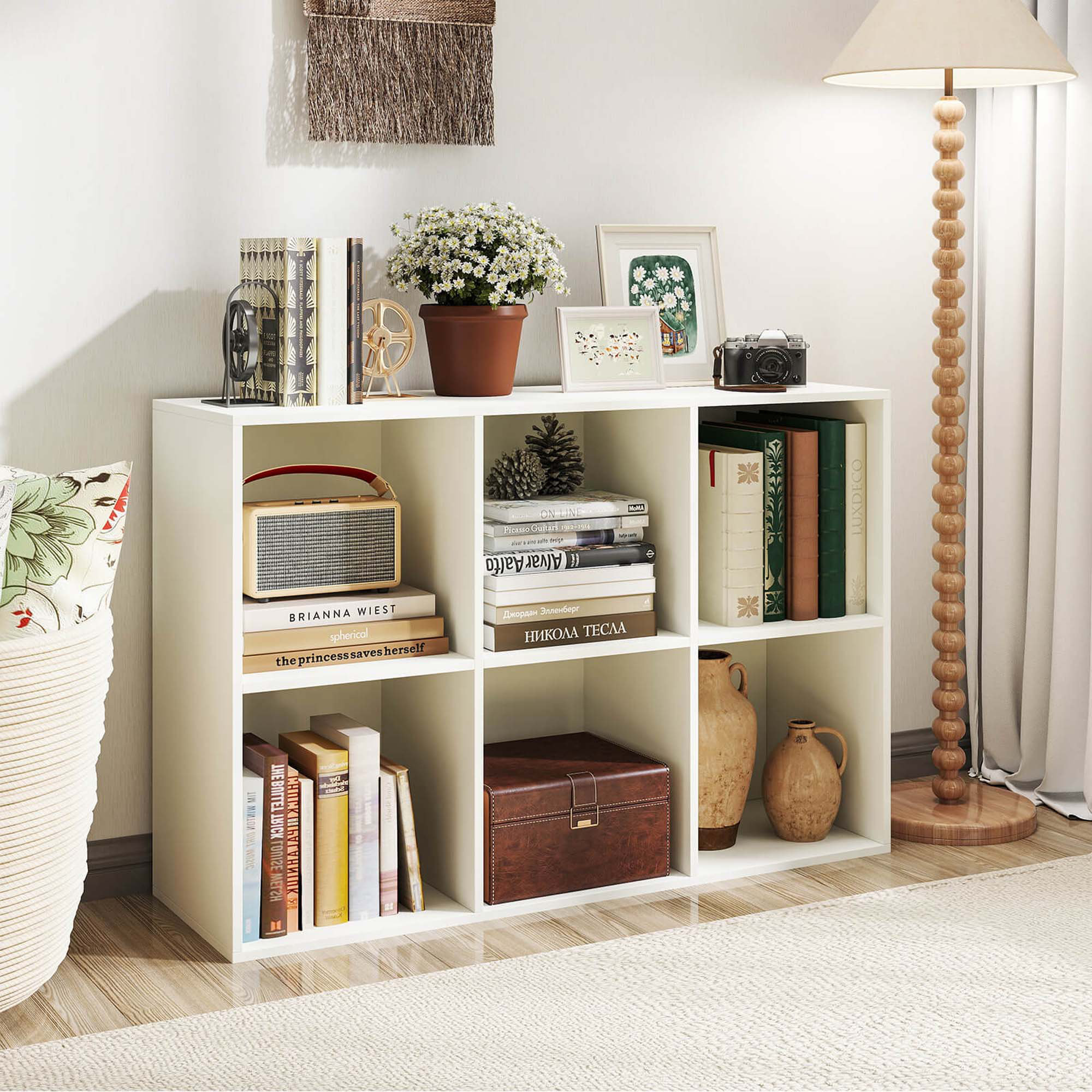 Latitude Run® 6-Cube Bookcase Modern 3-Tier Storage Organizer